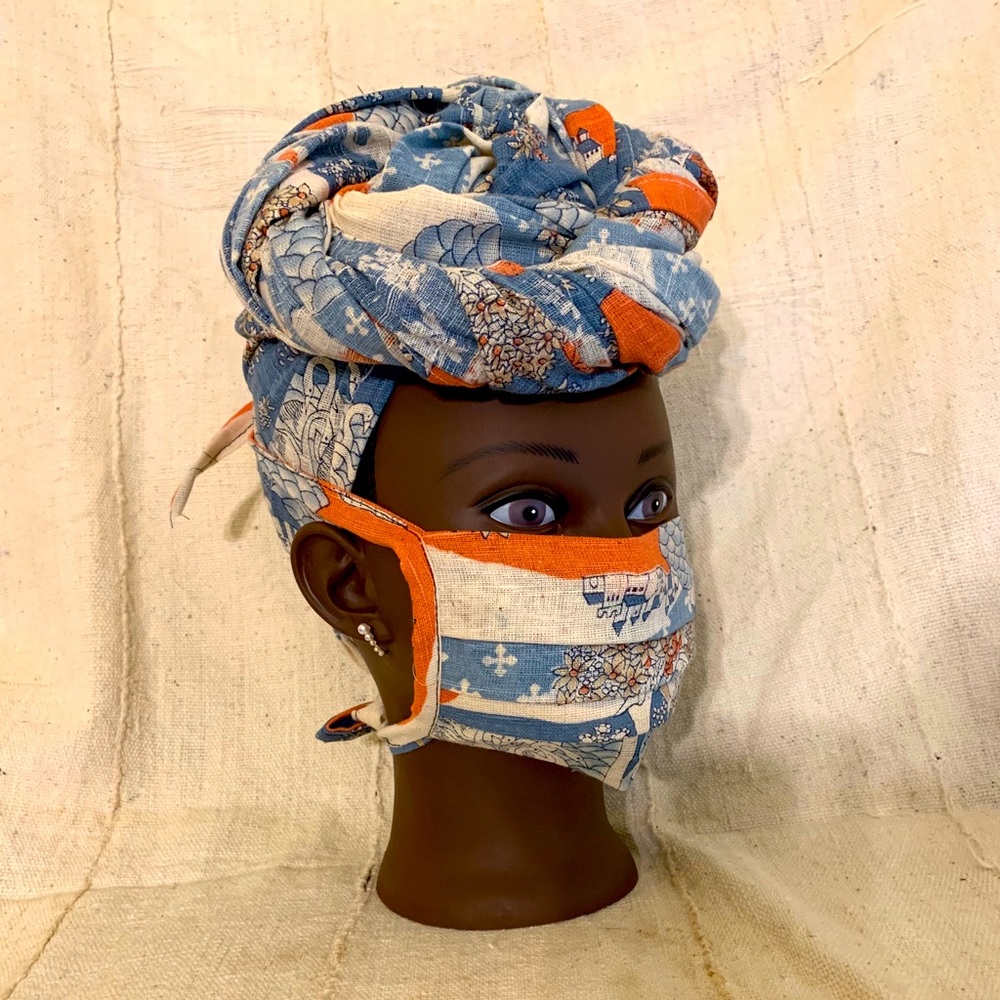 Hand Crafted Headwrap & Mask Set